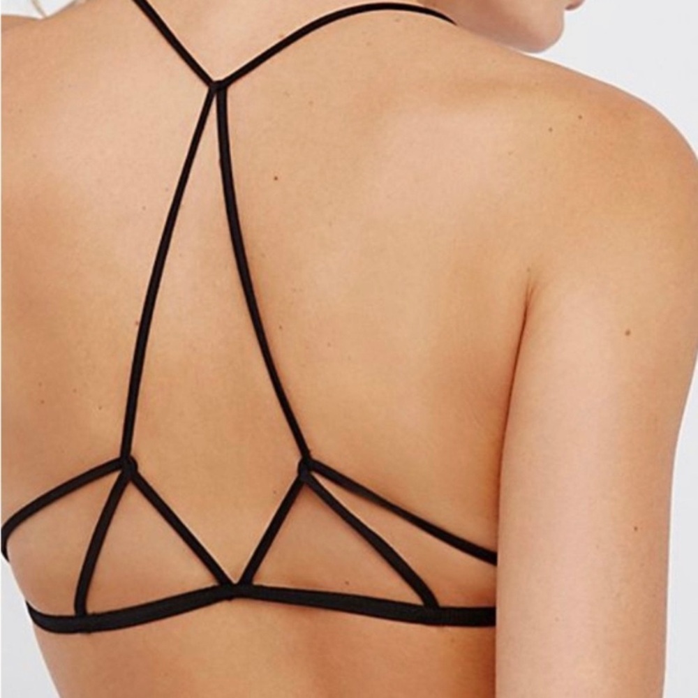 Free People || Black Strappy Back Prism Bra - Picture 2 of 3